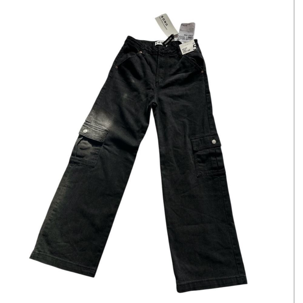 Black Flare Wide Leg Jeans with Sleek Finish